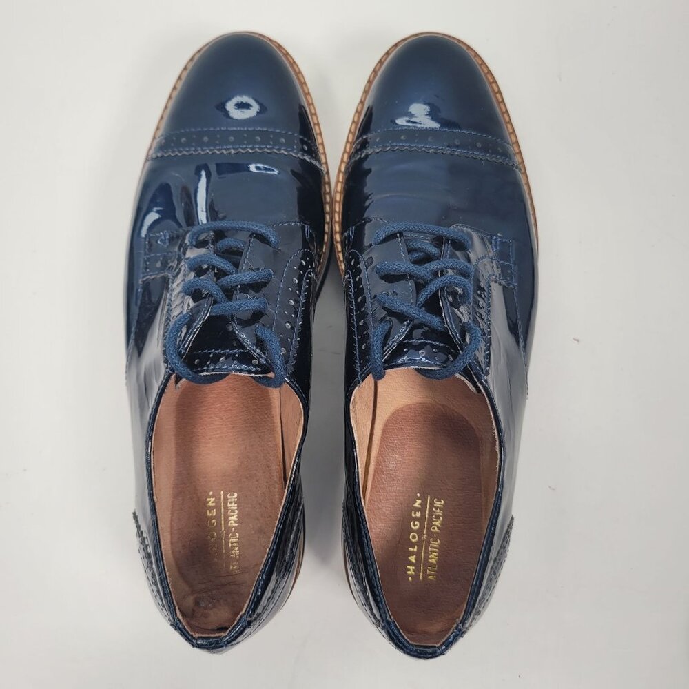 Halogen X Atlantic Pacific Women's Navy Patent Platform Oxford US Size 8M - Picture 5 of 8